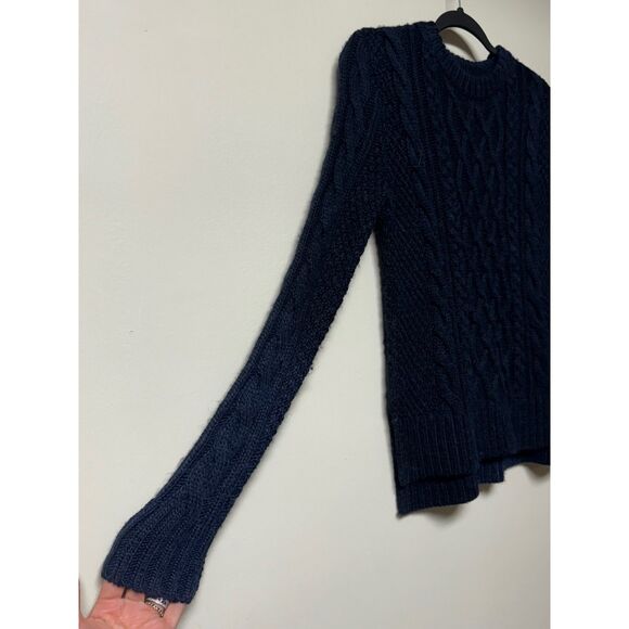 ABERCROMBIE & FITCH Navy Wool/Alpaca Blend Cable Crewneck Sweater, Sz XS - Picture 5 of 10